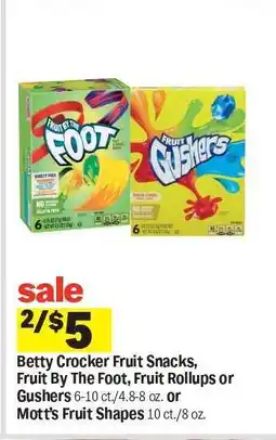 Meijer Betty Crocker Fruit Snacks, Fruit By The Foot, Fruit Rollups or Gushers offer
