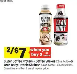 Meijer Super Coffee Protein + Coffee Shakes or Lean Body Protein Shakes offer