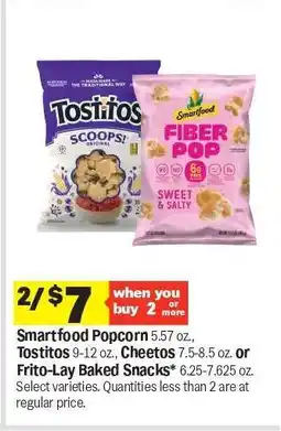 Meijer Smartfood Popcorn, Tostitos, Cheetos or Frito-Lay Baked Snacks offer