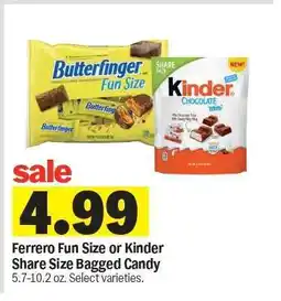 Meijer Ferrero Fun Size or Kinder Share Size Bagged Candy offer