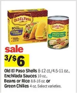 Meijer Old El Paso Shells, Enchilada Sauces, Beans or Rice, or Green Chilies offer