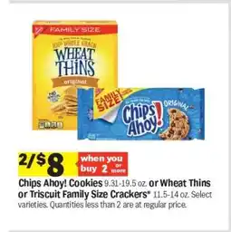 Meijer Chips Ahoy! Cookies or Wheat Thins or Triscuit Family Size Crackers offer