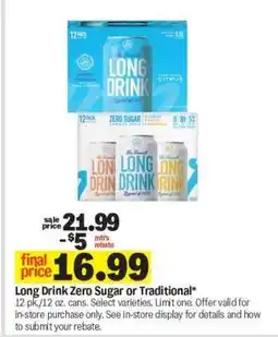 Meijer Long Drink Zero Sugar or Traditional offer