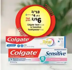 Meijer Colgate Total or Sensitive Toothpastes offer