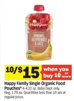 Meijer Happy Family Single Organic Food Pouches offer