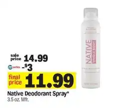 Meijer Native Deodorant Spray offer