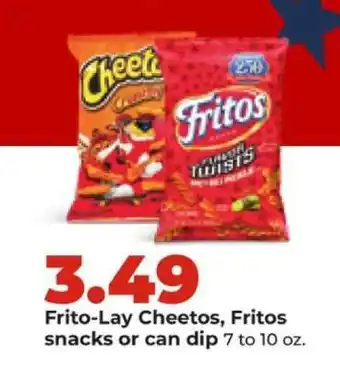 Hy-Vee Frito-Lay Cheetos, Fritos snacks or can dip offer