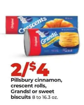 Hy-Vee Pillsbury cinnamon, crescent rolls, Grands! or sweet biscuits offer