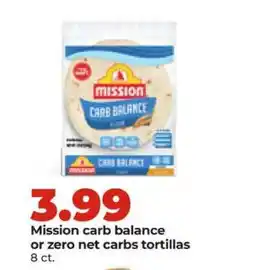 Hy-Vee Mission Carb Balance or Zero Net Carbs tortillas offer