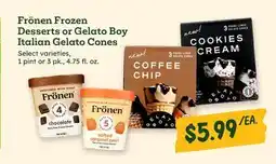 Sprouts Farmers Market Frönen Frozen Desserts or Gelato Boy Italian Gelato Cones offer