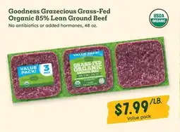 Sprouts Farmers Market Goodness Grazecious Grass-Fed Organic 85% Lean Ground Beef offer