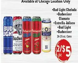 Rio Valley Market •Bud Light Chelada •Budweiser Clamato •Estrella Jalisco •Bud Light •Budweiser offer