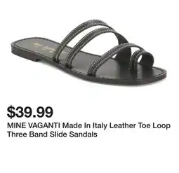 Marshalls MINE VAGANTI Made In Italy Leather Toe Loop Three Band Slide Sandals offer