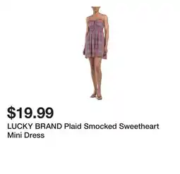 Marshalls LUCKY BRAND Plaid Smocked Sweetheart Mini Dress offer