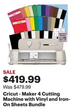 Best Buy Cricut - Maker 4 Cutting Machine with Vinyl and Iron-On Sheets Bundle offer