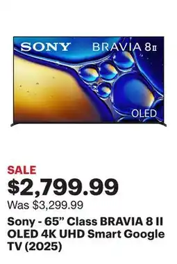 Best Buy Sony - 65 Class BRAVIA 8 II OLED 4K UHD Smart Google TV (2025) offer