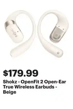 Best Buy Shokz - OpenFit 2 Open-Ear True Wireless Earbuds - Beige offer