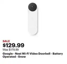 Best Buy Google - Nest Wi-Fi Video Doorbell - Battery Operated - Snow offer