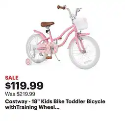 Best Buy Costway - 18 Kids Bike Toddler Bicycle withTraining Wheel Kickstand for 4-8 Years Old Girl - Red offer