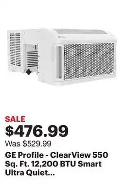 Best Buy GE Profile - ClearView 550 Sq. Ft. 12,200 BTU Smart Ultra Quiet Window Air Conditioner - White offer