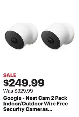 Best Buy Google - Nest Cam 2 Pack Indoor/Outdoor Wire Free Security Cameras - Snow offer