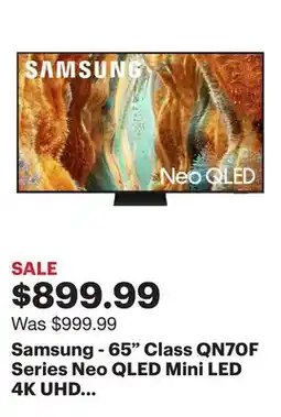 Best Buy Samsung - 65 Class QN70F Series Neo QLED Mini LED 4K UHD SamsungVision AI Smart Tizen TV (2025) offer