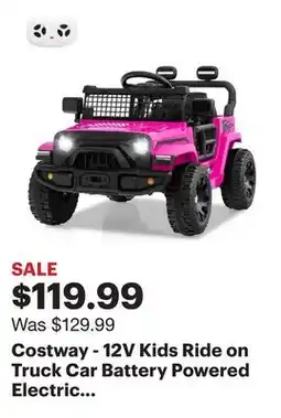 Best Buy Costway - 12V Kids Ride on Truck Car Battery Powered Electric Vehicle with Remote Control - Pink offer