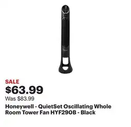 Best Buy Honeywell - QuietSet Oscillating Whole Room Tower Fan HYF290B - Black offer