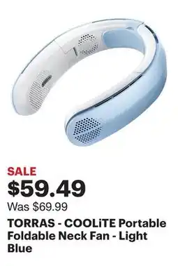 Best Buy TORRAS - COOLiTE Portable Foldable Neck Fan - Light Blue offer