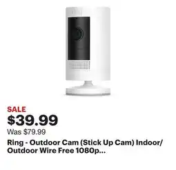 Best Buy Ring - Outdoor Cam (Stick Up Cam) Indoor/Outdoor Wire Free 1080p Security Camera - White offer