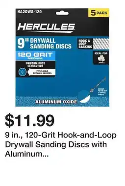 Harbor Freight Tools 9 in., 120-Grit Hook-and-Loop Drywall Sanding Discs with Aluminum Oxide Grain, 5-Pack offer