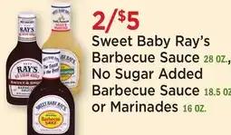 Heinen's Sweet Baby Ray's Barbecue Sauce 28 OZ., No Sugar Added Barbecue Sauce 18.5 OZ. or Marinades 16 OZ offer