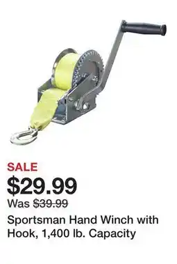 Tractor Supply Company Sportsman Hand Winch with Hook, 1,400 lb. Capacity offer