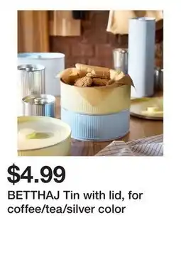 Ikea BETTHAJ Tin with lid, for coffee/tea/silver color offer