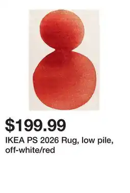 Ikea IKEA PS 2026 Rug, low pile, off-white/red offer