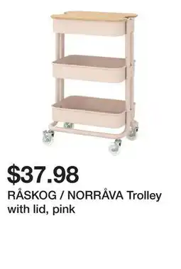 Ikea RÅSKOG / NORRÅVA Trolley with lid, pink offer