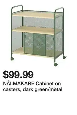 Ikea NÅLMAKARE Cabinet on casters, dark green/metal offer
