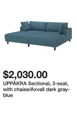 Ikea UPPÅKRA Sectional, 3-seat, with chaise/Axvall dark gray-blue offer