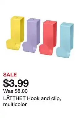 Ikea LÄTTHET Hook and clip, multicolor offer