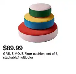 Ikea GREJSIMOJS Floor cushion, set of 3, stackable/multicolor offer