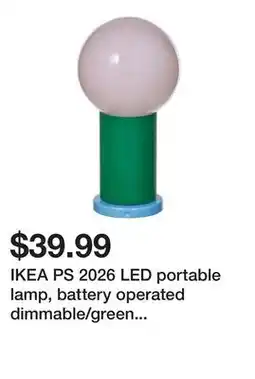 Ikea IKEA PS 2026 LED portable lamp, battery operated dimmable/green light pink offer