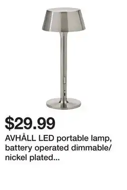 Ikea AVHÅLL LED portable lamp, battery operated dimmable/nickel plated outdoor offer