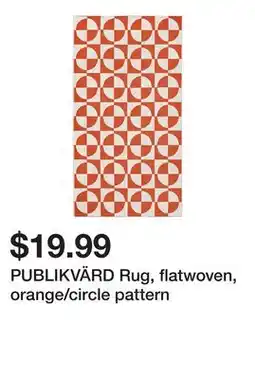 Ikea PUBLIKVÄRD Rug, flatwoven, orange/circle pattern offer
