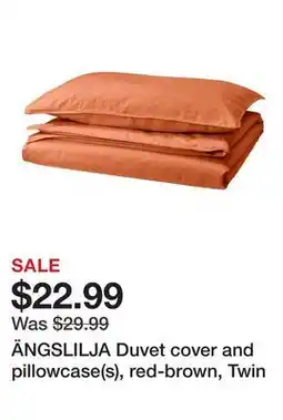 Ikea ÄNGSLILJA Duvet cover and pillowcase(s), red-brown, Twin offer