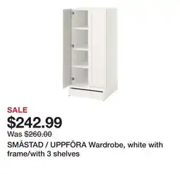 Ikea SMÅSTAD / UPPFÖRA Wardrobe, white with frame/with 3 shelves offer