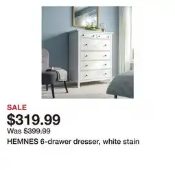 Ikea HEMNES 6-drawer dresser, white stain offer