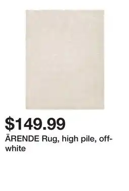 Ikea ÄRENDE Rug, high pile, off-white offer