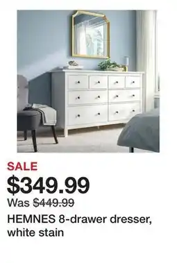 Ikea HEMNES 8-drawer dresser, white stain offer