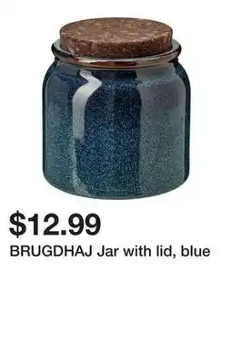 Ikea BRUGDHAJ Jar with lid, blue offer