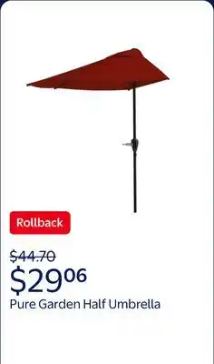 Walmart Pure Garden 9ft Half Umbrella for Balcony, Porch, or Deck, Red offer